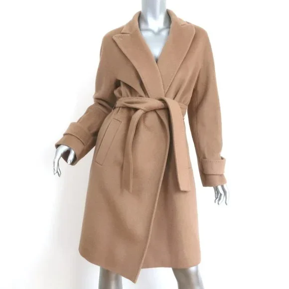 Camel hair wrap coat on sale